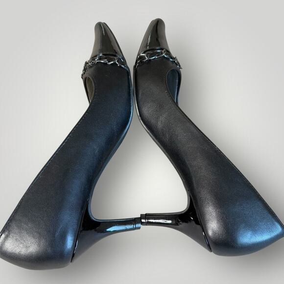 Marbella Faux Leather Patent Heel Pump Pointed Toe Slip On Shoes Size 9.5 Black - Picture 6 of 13